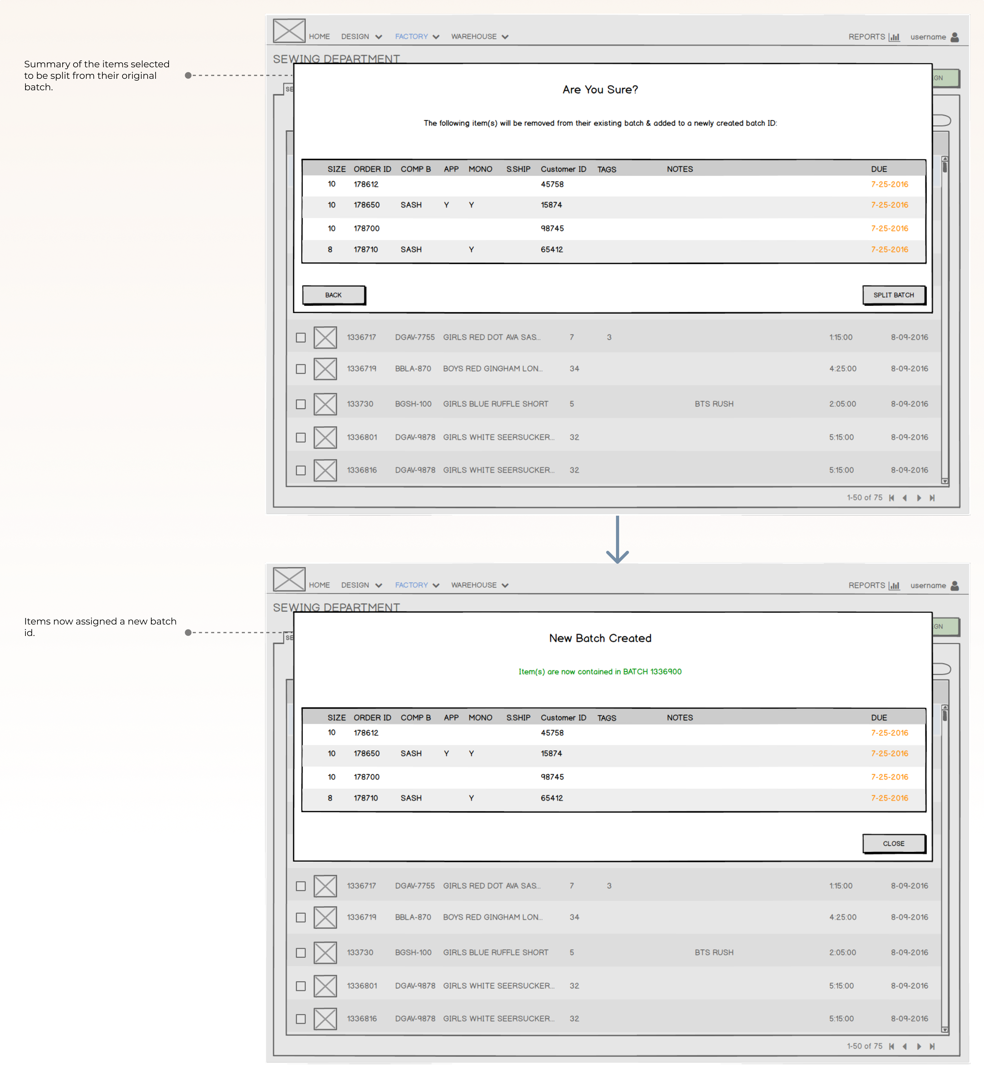 view edit split batch wireframes